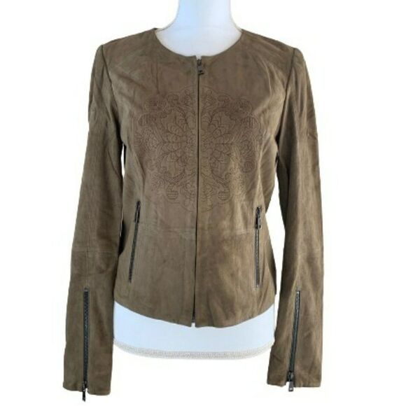 Women's Tan SuedeLeather JacketSize 6NWOT